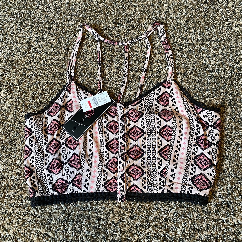 Patterned Pink and Black Women's Top